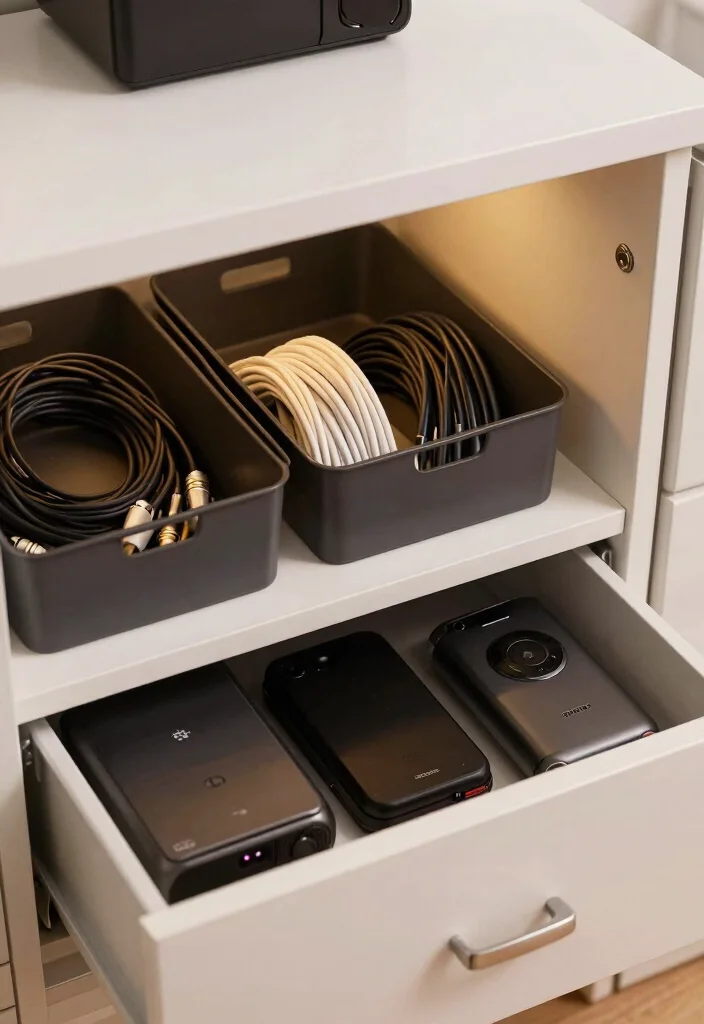 16 Inside Cupboard Ideas for Bedroom Smart Storage Solutions - 13. Tech-Friendly Storage 1