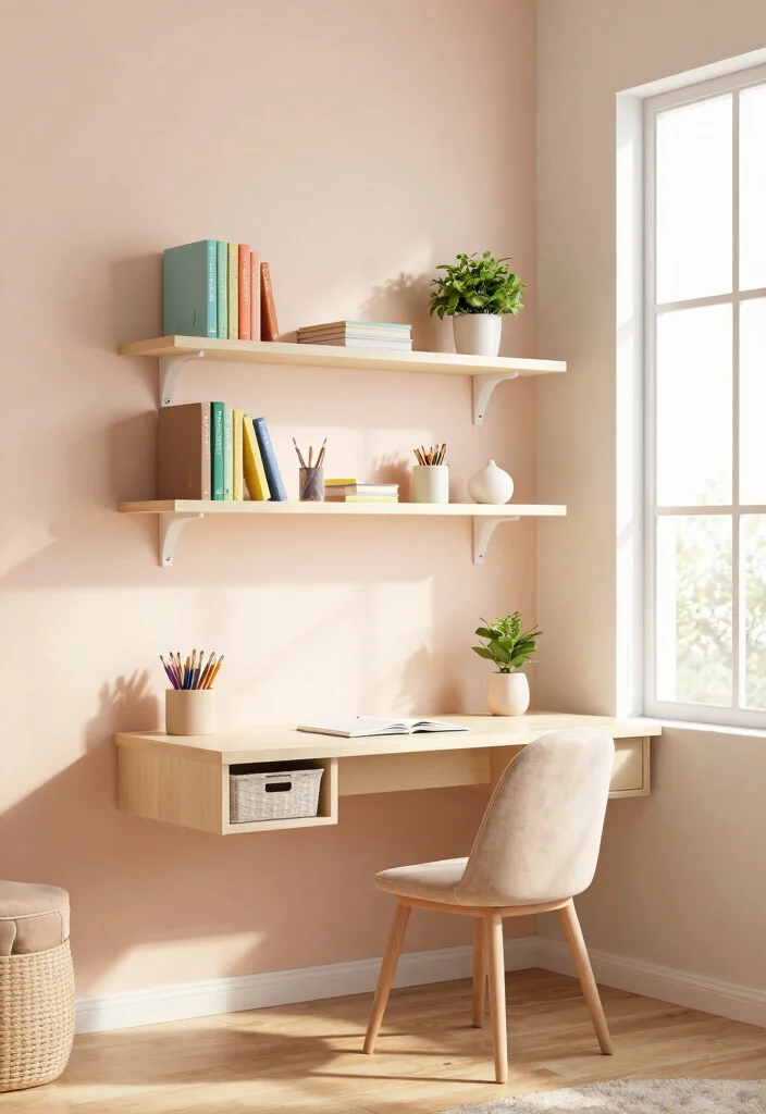 16 Kids Desk Area in Bedroom Ideas: Smart Study Zones - 1. Floating Desk Magic 1