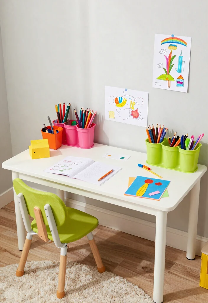 16 Kids Desk Area in Bedroom Ideas: Smart Study Zones - 12. Craft and Study Combo 1