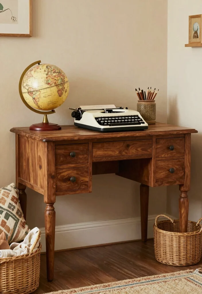 16 Kids Desk Area in Bedroom Ideas: Smart Study Zones - 9. Vintage-Inspired Workspace 1