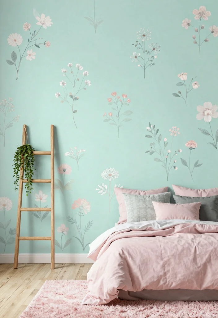16 Mint Green and Pink Bedroom Ideas Soft Playful Charm - 1. Soft Mint Murals 1