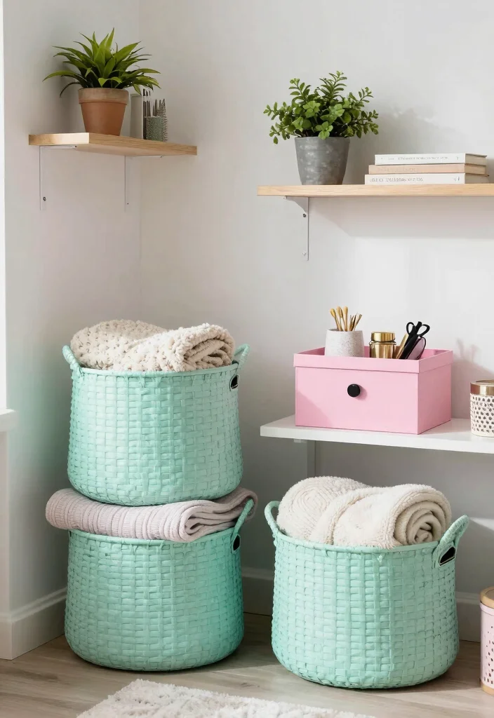 16 Mint Green and Pink Bedroom Ideas Soft Playful Charm - 10. Stylish Storage Solutions 1