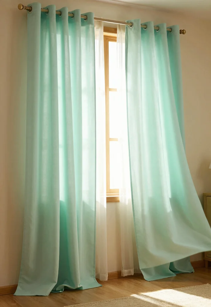 16 Mint Green and Pink Bedroom Ideas Soft Playful Charm - 11. Playful Curtains 1