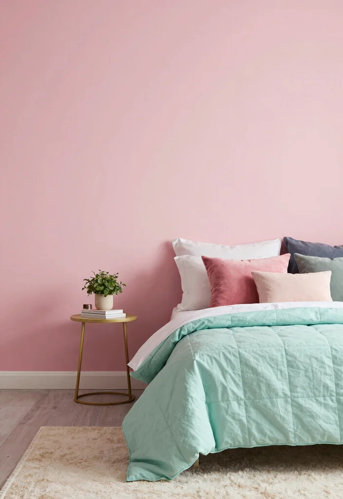 16 Mint Green and Pink Bedroom Ideas Soft Playful Charm - 14. Soft Accent Walls 1