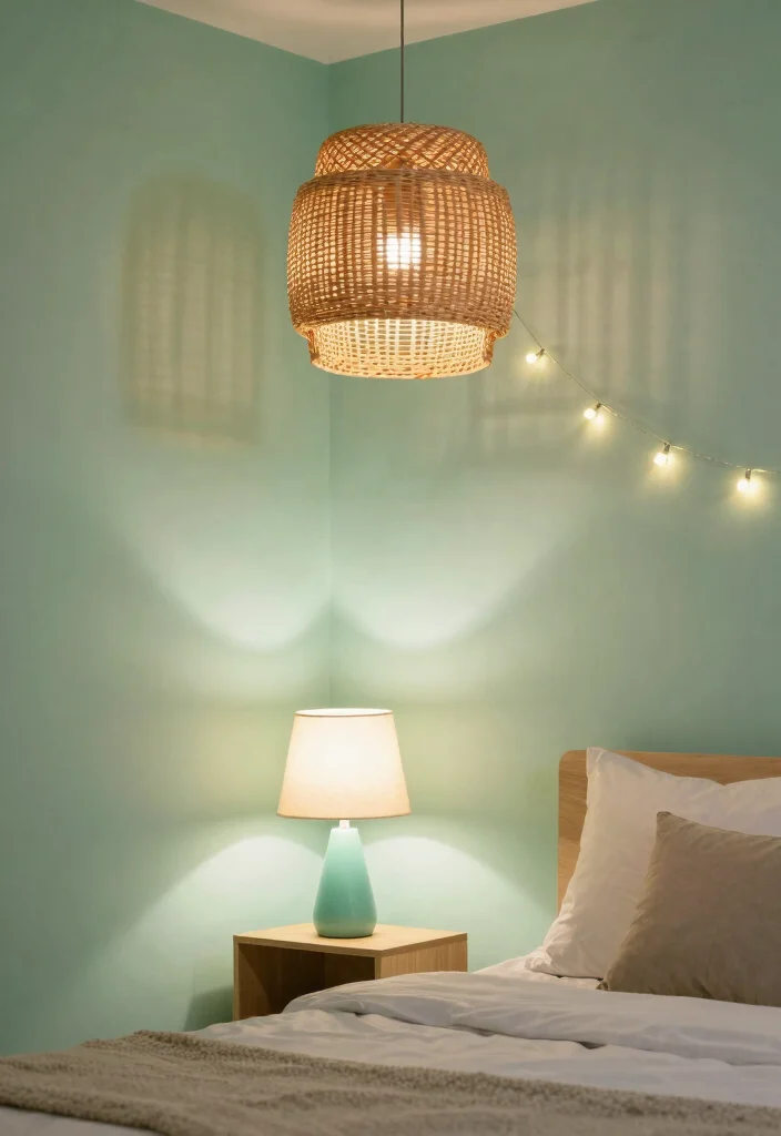 16 Mint Green and Pink Bedroom Ideas Soft Playful Charm - 8. Bohemian Light Fixtures 1