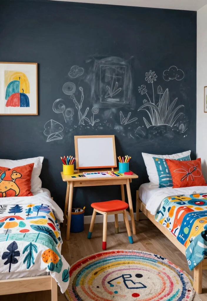 16 Toddler Twin Bedroom Ideas Cute Safe and Functional - 16. Artistic Expression Zone 1