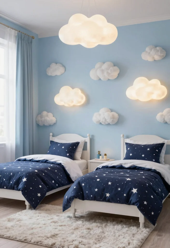16 Toddler Twin Bedroom Ideas Cute Safe and Functional - 2. Whimsical Cloudscape 1
