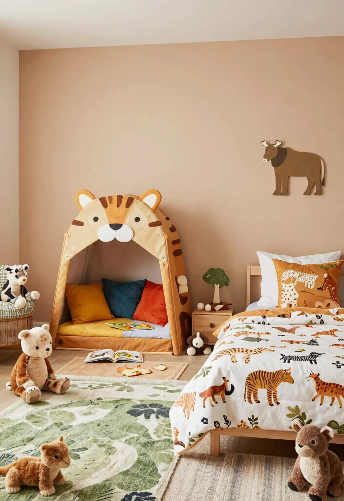 16 Toddler Twin Bedroom Ideas Cute Safe and Functional - 5. Cuddly Animal Kingdom 1