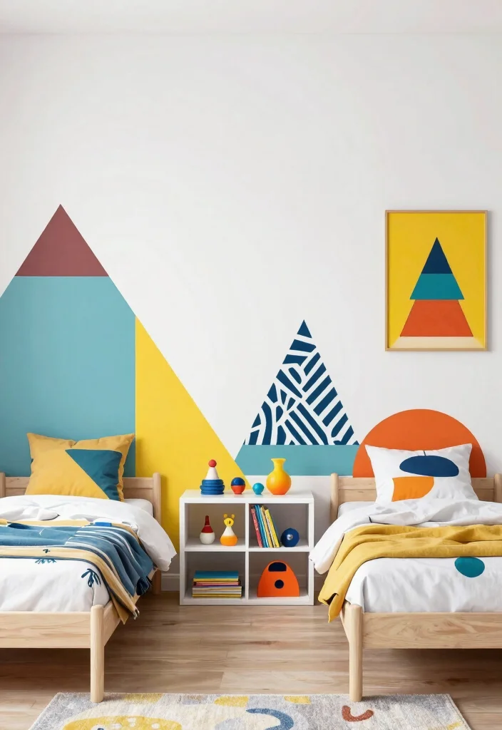 16 Toddler Twin Bedroom Ideas Cute Safe and Functional - 6. Funky Geometric Shapes 1