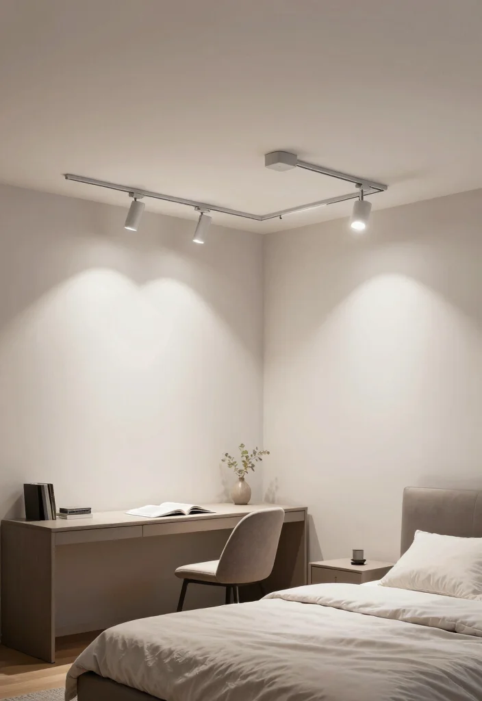 16 Wall Mounted Lights Bedroom Ideas: Sleek Space Saving - 13. Adjustable Track Lighting 1