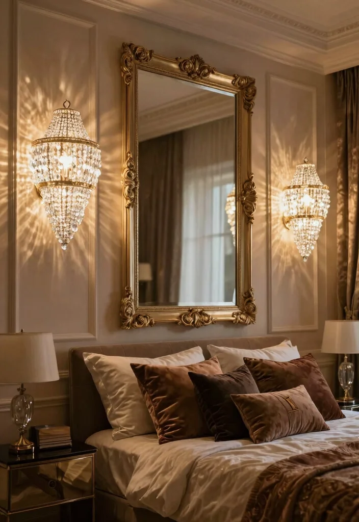 16 Wall Mounted Lights Bedroom Ideas: Sleek Space Saving - 14. Glamorous Crystal Wall Lights 1