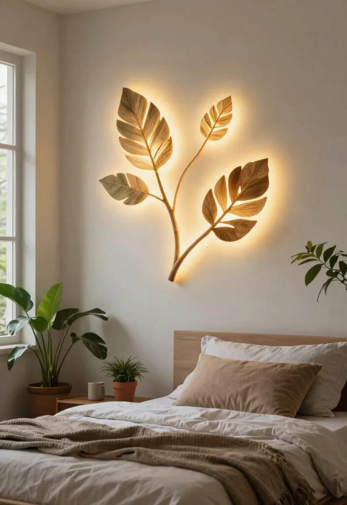16 Wall Mounted Lights Bedroom Ideas: Sleek Space Saving - 15. Nature-inspired Wall Lights 1