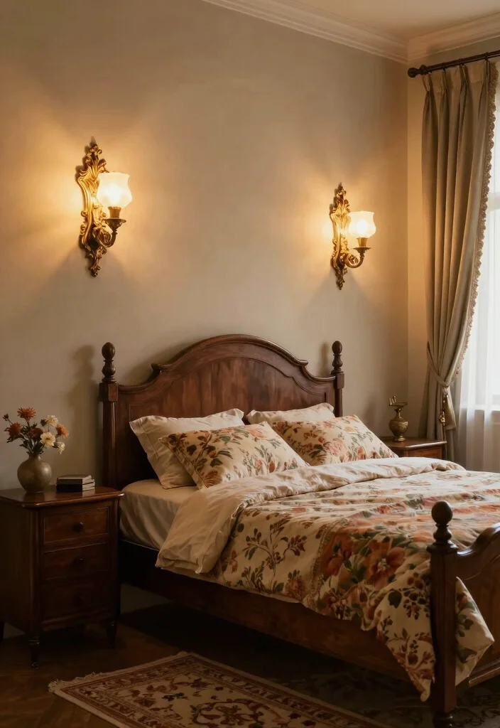 16 Wall Mounted Lights Bedroom Ideas: Sleek Space Saving - 7. Vintage-inspired Wall Lights 1