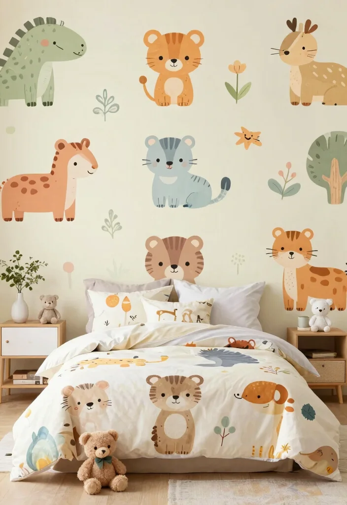 17 Accent Wall Girls Bedroom Ideas Cute and Creative - 17. Cute Animal Kingdom 1