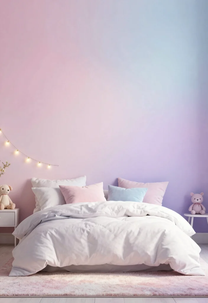 17 Accent Wall Girls Bedroom Ideas Cute and Creative - 2. Dreamy Pastel Ombre 1