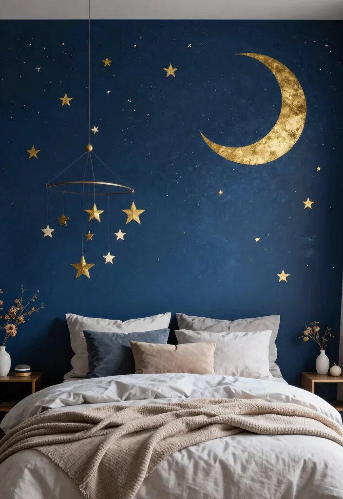 17 Accent Wall Girls Bedroom Ideas Cute and Creative - 3. Stars and Moon 1