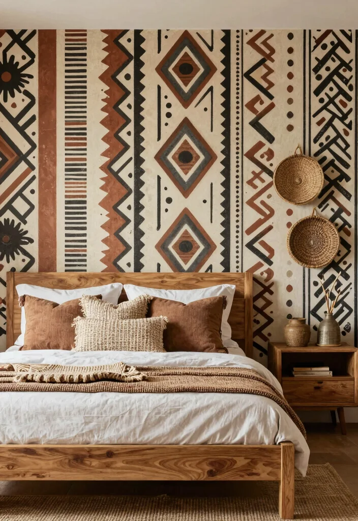17 Accent Wall Girls Bedroom Ideas Cute and Creative - 6. Tribal Patterns 1