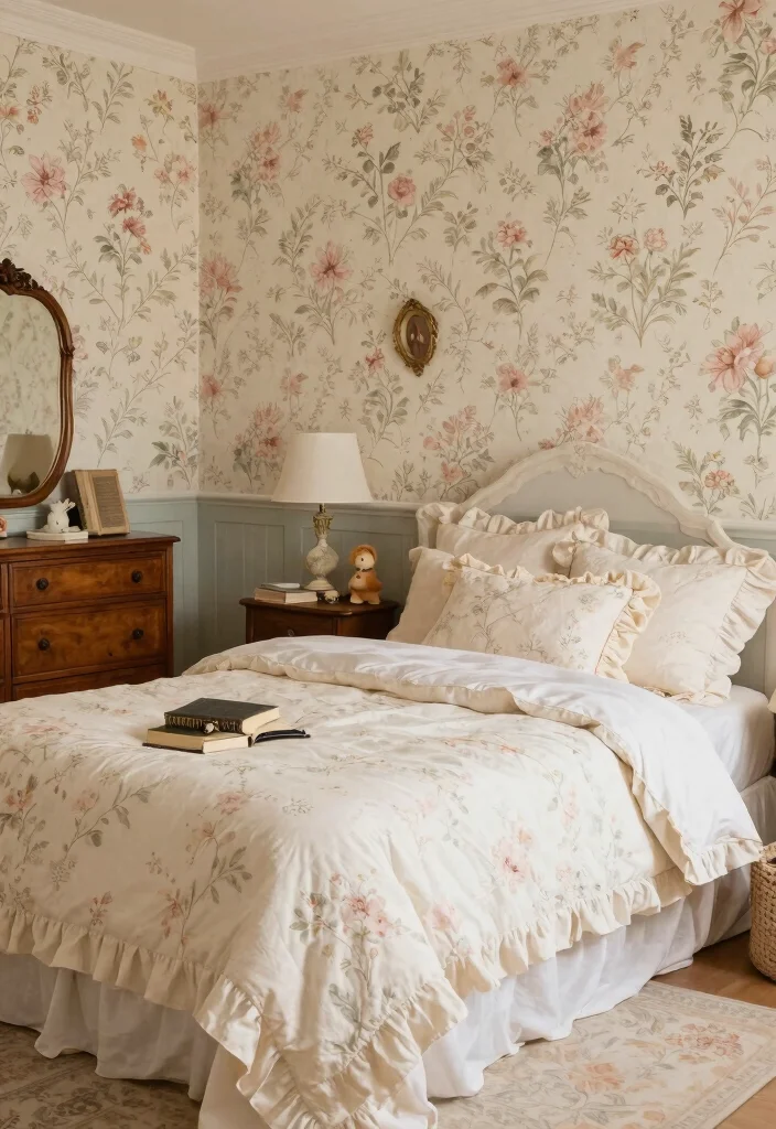 17 Accent Wall Girls Bedroom Ideas Cute and Creative - 9. Vintage Charm 1