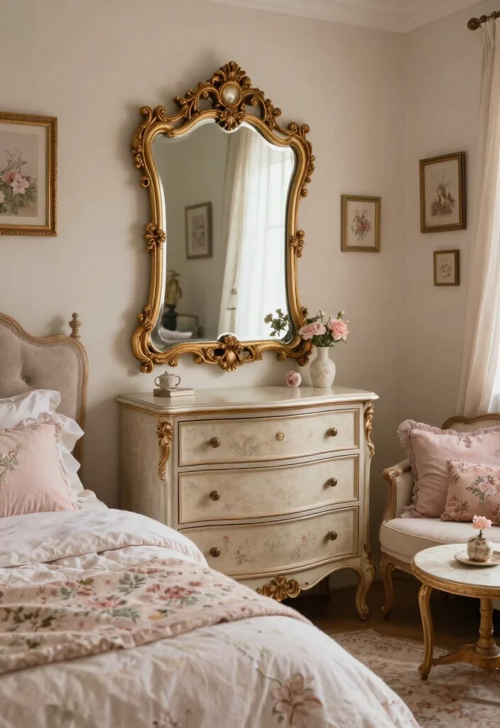 17 Fairytale Bedroom Ideas for Adults: Dreamy Magical Style - 10. Vintage Mirrors 1