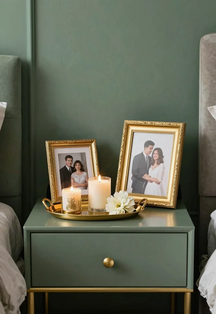 17 Green and Gold Bedroom Ideas: Luxurious Balanced Style - 16. A Touch of Gold in Accessories 1