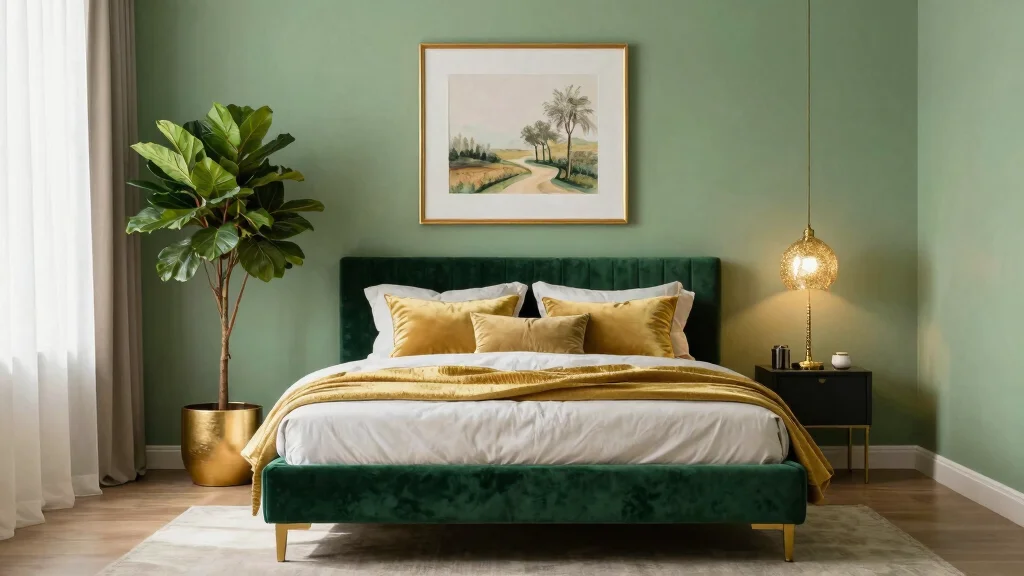17 Green and Gold Bedroom Ideas: Luxurious Balanced Style