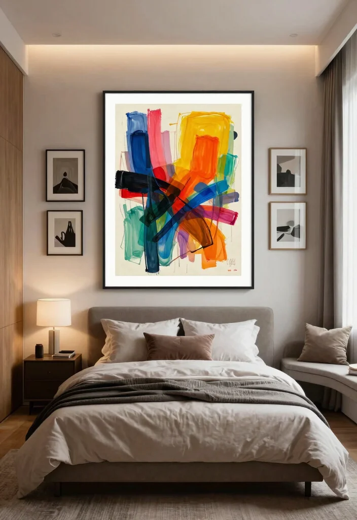 17 Room Ideas for Men's Bedroom Aesthetic: Modern Masculine - 12. Statement Wall Art 1