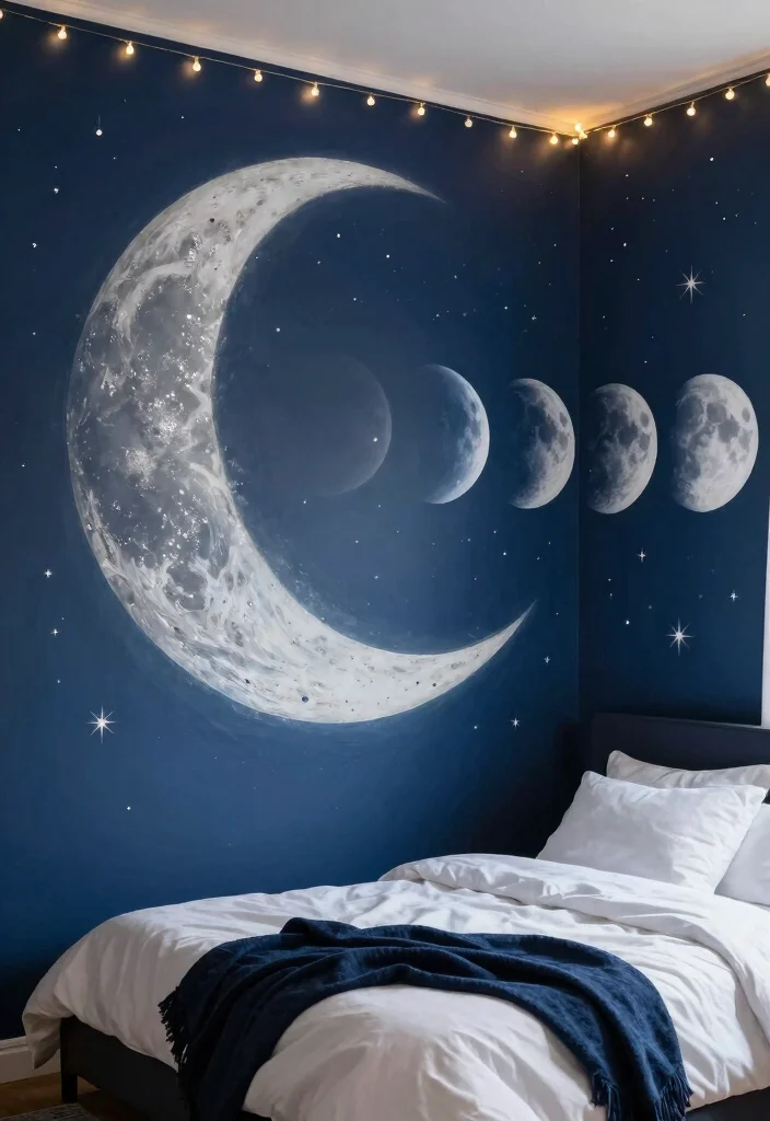 18 Bedroom Wall Drawing Ideas Creativity Inspired Decor - 1. Ethereal Moon Phases Mural 1