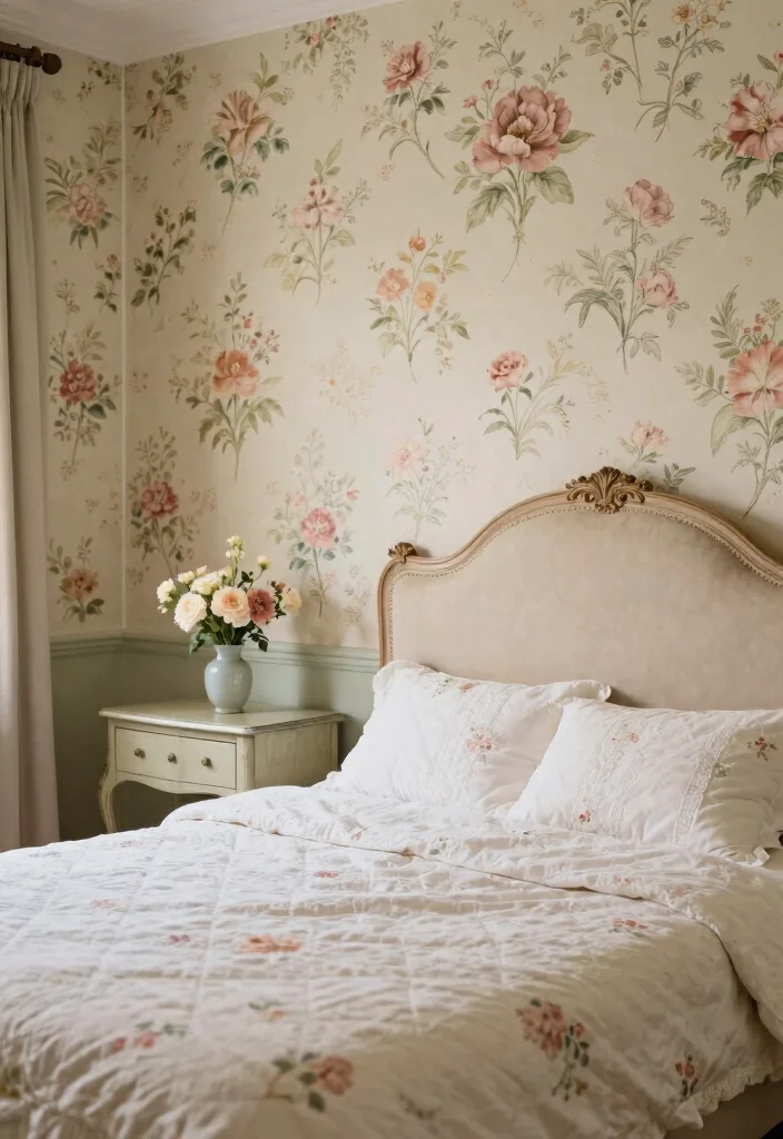 18 Bedroom Wall Drawing Ideas Creativity Inspired Decor - 10. Vintage Floral Patterns 1