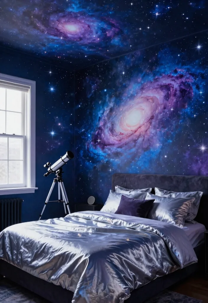 18 Bedroom Wall Drawing Ideas Creativity Inspired Decor - 11. Cosmic Galaxy Artwork 1