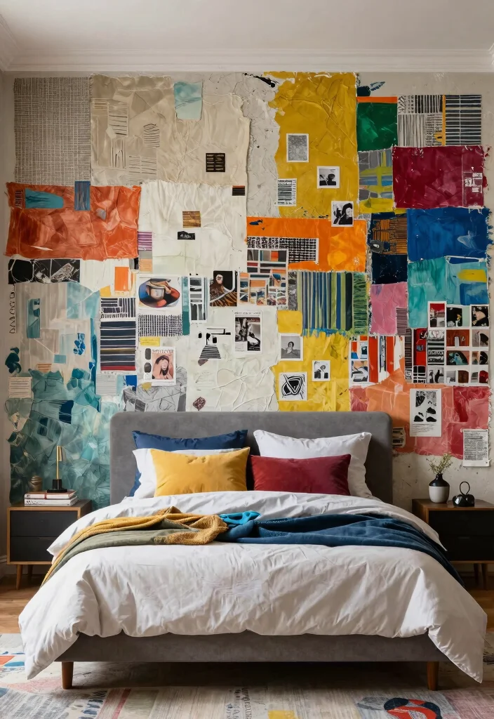 18 Bedroom Wall Drawing Ideas Creativity Inspired Decor - 12. Layered Textures with Mixed Media 1