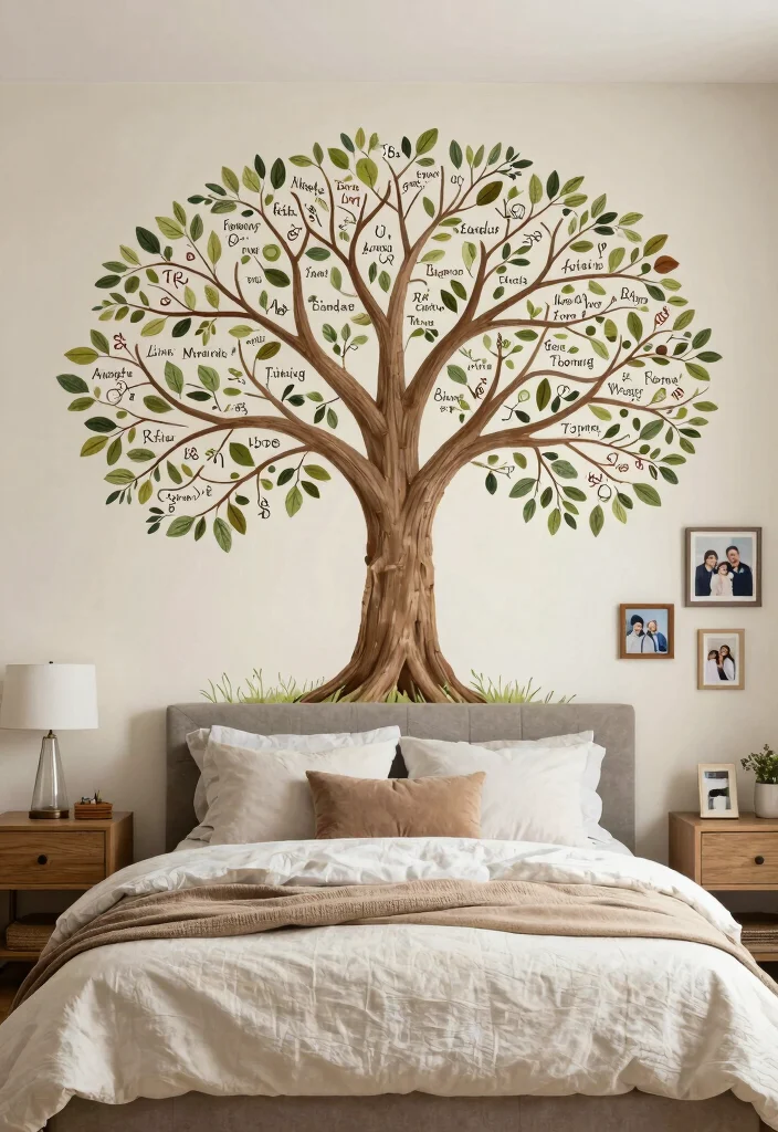 18 Bedroom Wall Drawing Ideas Creativity Inspired Decor - 13. Personalized Family Tree 1