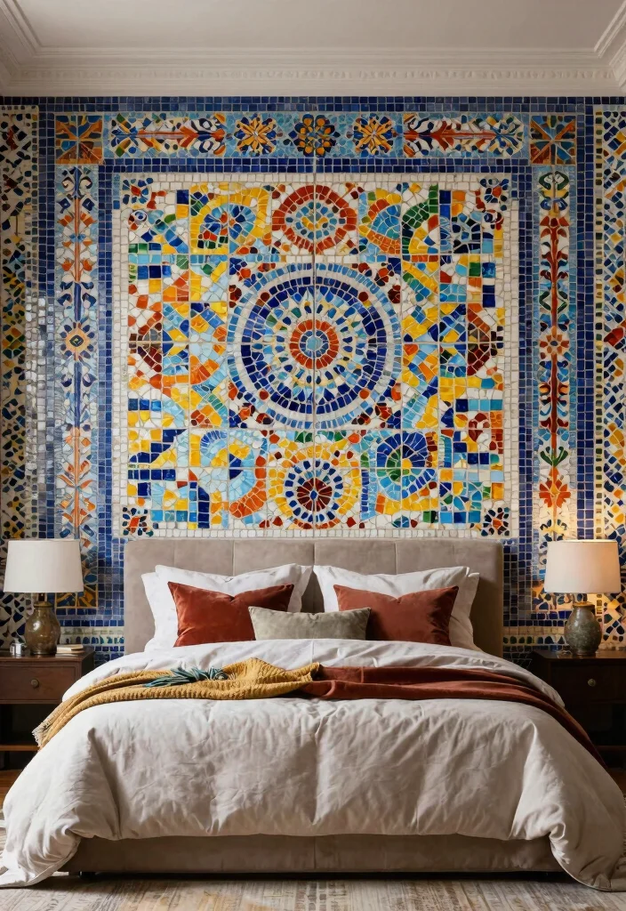 18 Bedroom Wall Drawing Ideas Creativity Inspired Decor - 16. Mosaic Tile Patterns 1
