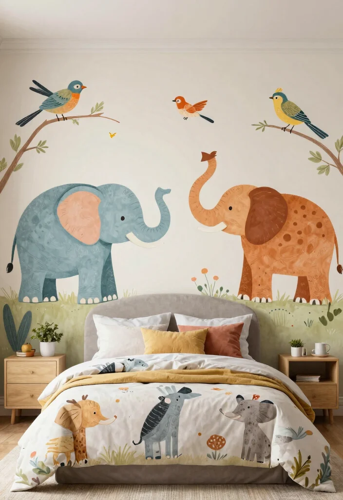18 Bedroom Wall Drawing Ideas Creativity Inspired Decor - 17. Fun Animal Illustrations 1