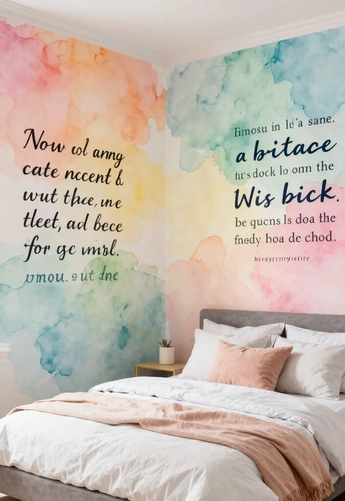 18 Bedroom Wall Drawing Ideas Creativity Inspired Decor - 18. Artistic Quotes with Watercolors 1