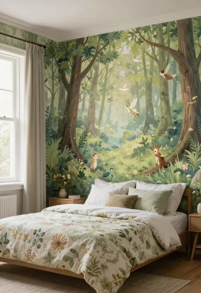 18 Bedroom Wall Drawing Ideas Creativity Inspired Decor - 8. Whimsical Forest Scene 1