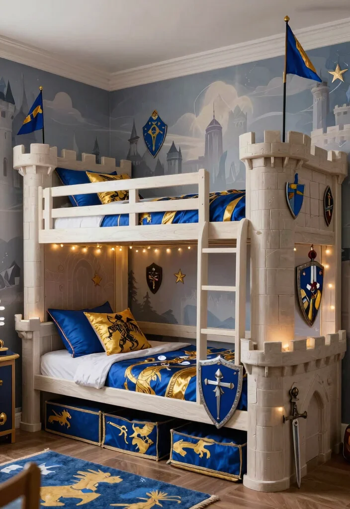 18 Boys Bedroom Ideas With Bunk Beds: Fun and Practical - 11. Fantasy Fortress: Castle-Themed Bunk Beds 1