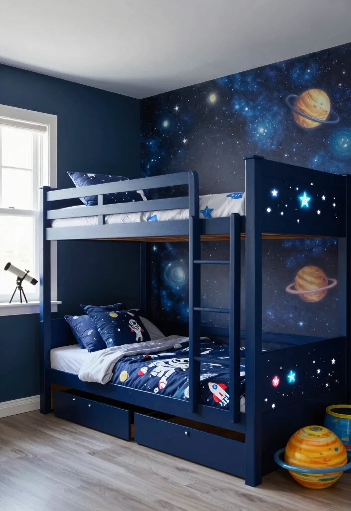 18 Boys Bedroom Ideas With Bunk Beds: Fun and Practical - 2. Space Explorer: Outer Space Bunk Beds 1