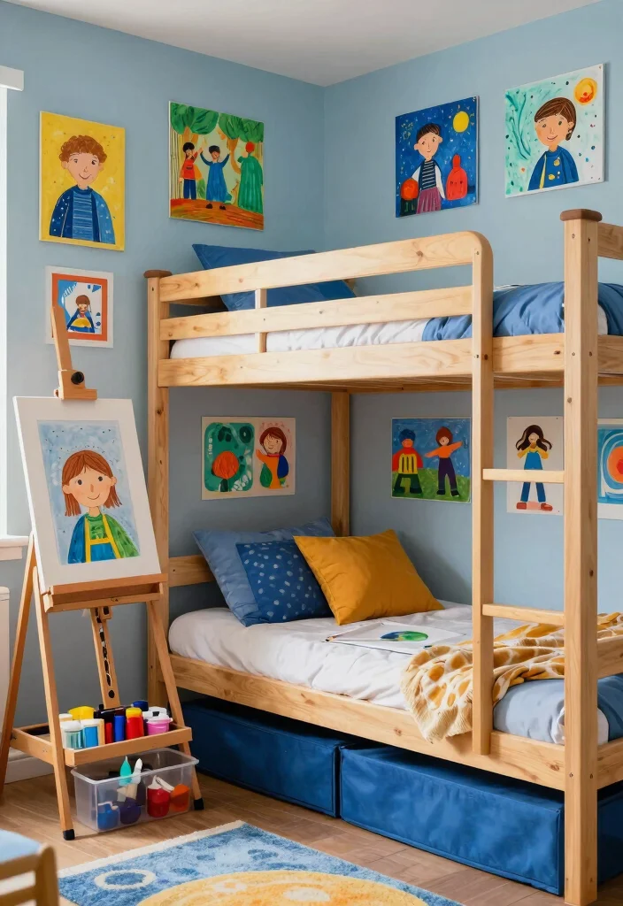 18 Boys Bedroom Ideas With Bunk Beds: Fun and Practical - 6. Creative Corner: Art-Inspired Bunk Beds 1