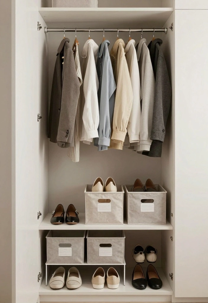18 Minimal Bedroom Design Ideas for a Clean, Calm Aesthetic - 14. Keep Your Wardrobe Organized 1