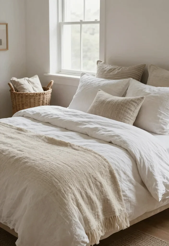 18 Minimal Bedroom Design Ideas for a Clean, Calm Aesthetic - 3. Use Natural Textiles for Warmth 1