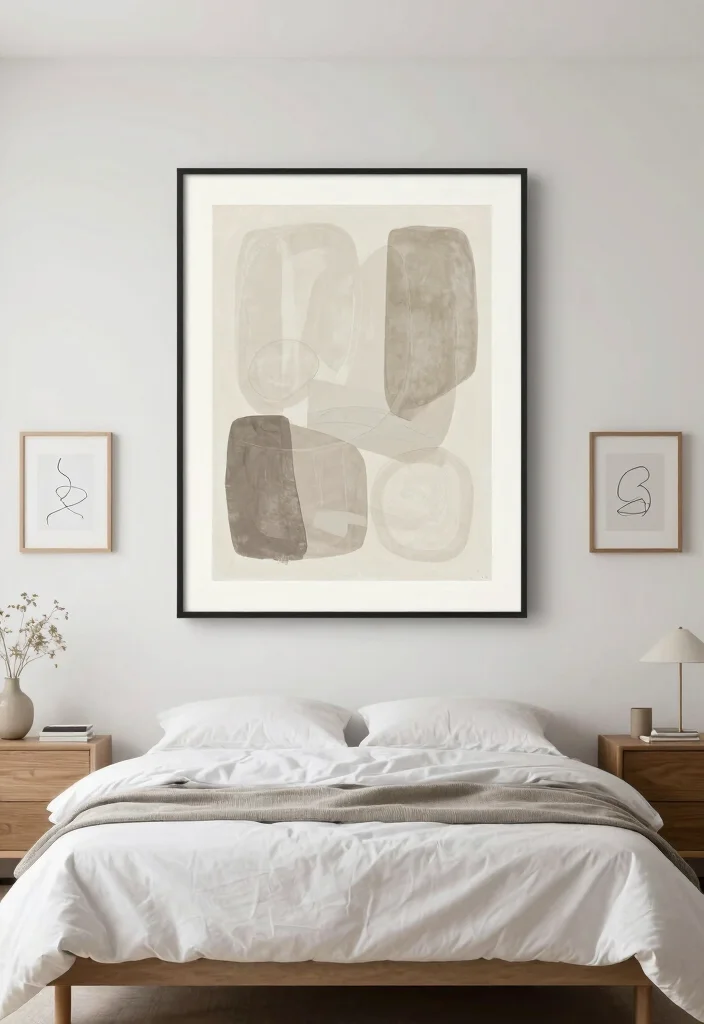 18 Minimal Bedroom Design Ideas for a Clean, Calm Aesthetic - 5. Opt for Minimalist Artwork 1