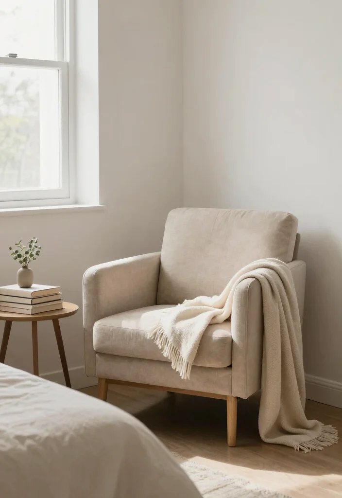 18 Minimal Bedroom Design Ideas for a Clean, Calm Aesthetic - 7. Create a Cozy Reading Nook 1