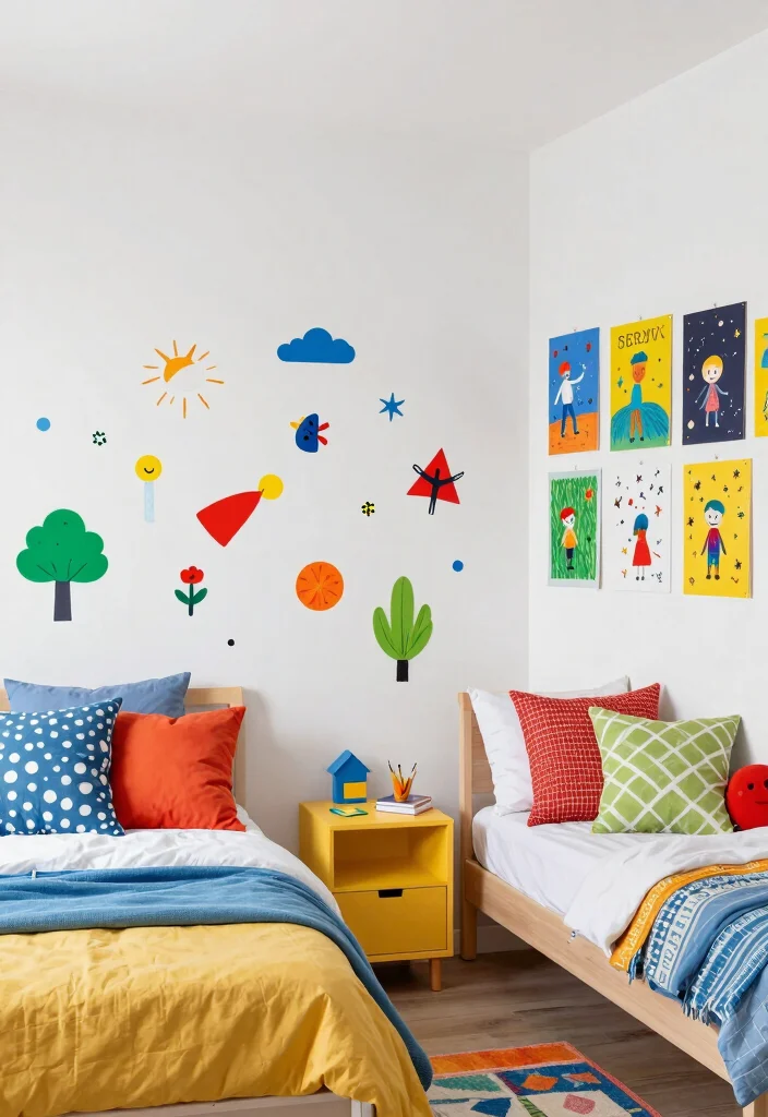 18 Three Kids Bedroom Ideas: Fun Functional Layouts - 14. Dynamic Decor 1