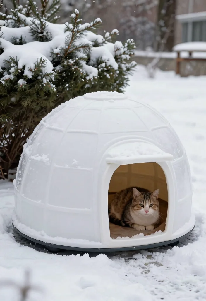 10 Outdoor Cat House Ideas That Stay Warm in Winter Cold - 4. Cozy Igloo Cat House 1