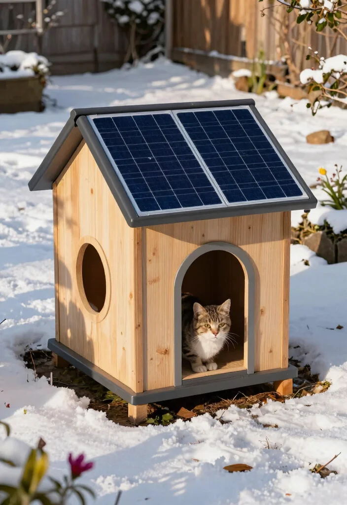 10 Outdoor Cat House Ideas That Stay Warm in Winter Cold - 8. Cat House with Solar-Powered Heating 1