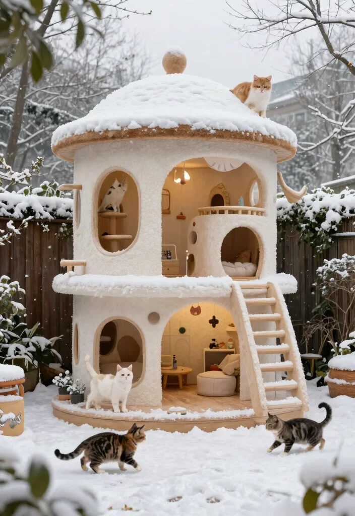 10 Outdoor Cat House Ideas That Stay Warm in Winter Cold - 9. Custom Built Cat Mansion 1