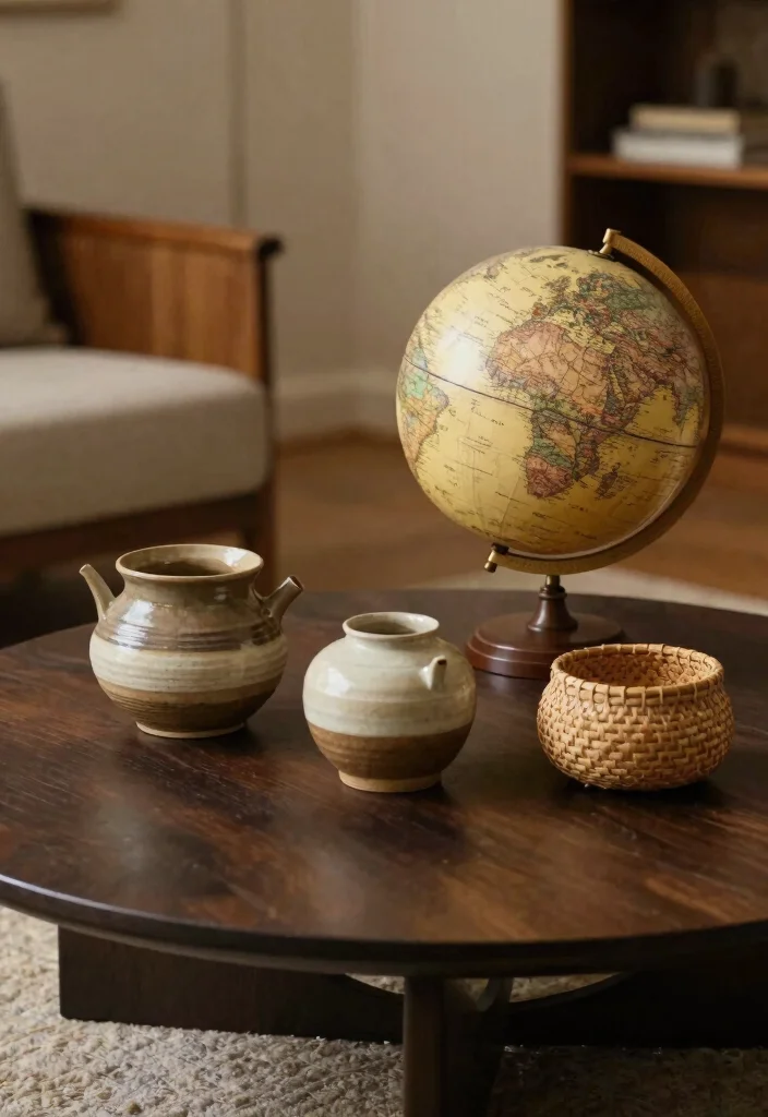 12 Farmhouse Coffee Table Decor Ideas That Don't Look Cluttered - 5. Personalized Touch with Artifacts 1