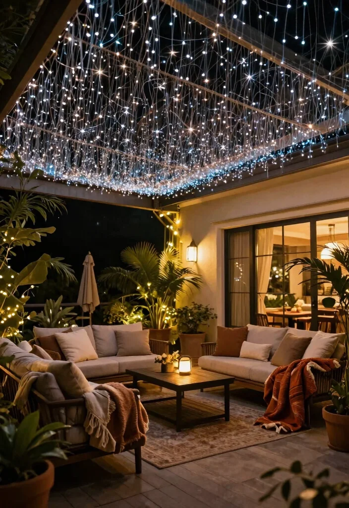 12 Fiber Optic Ceiling Ideas That Don't Need Electrician Fees - 10. Fiber Optic Ceiling for Outdoor Patios 1