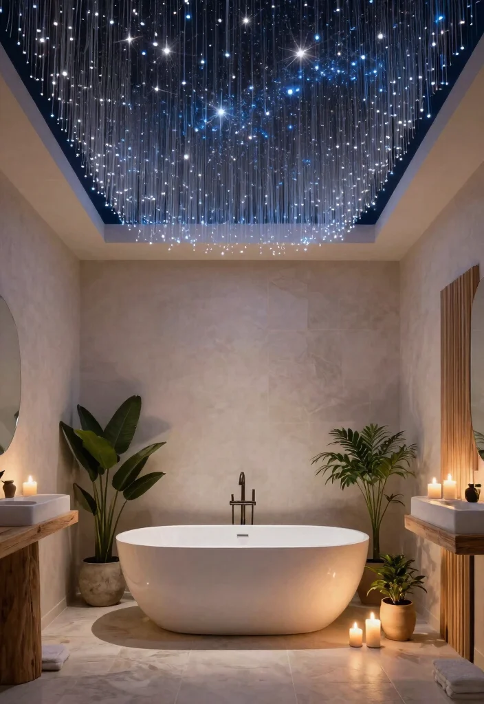 12 Fiber Optic Ceiling Ideas That Don't Need Electrician Fees - 6. Spa-like Bathroom Retreat 1