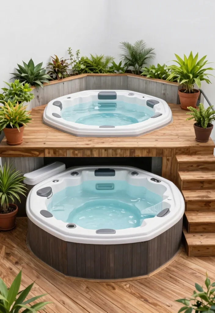 12 Outdoor Sauna and Hot Tub Ideas for Small Backyards - 7. Compact Bi-Level Hot Tub and Deck 1